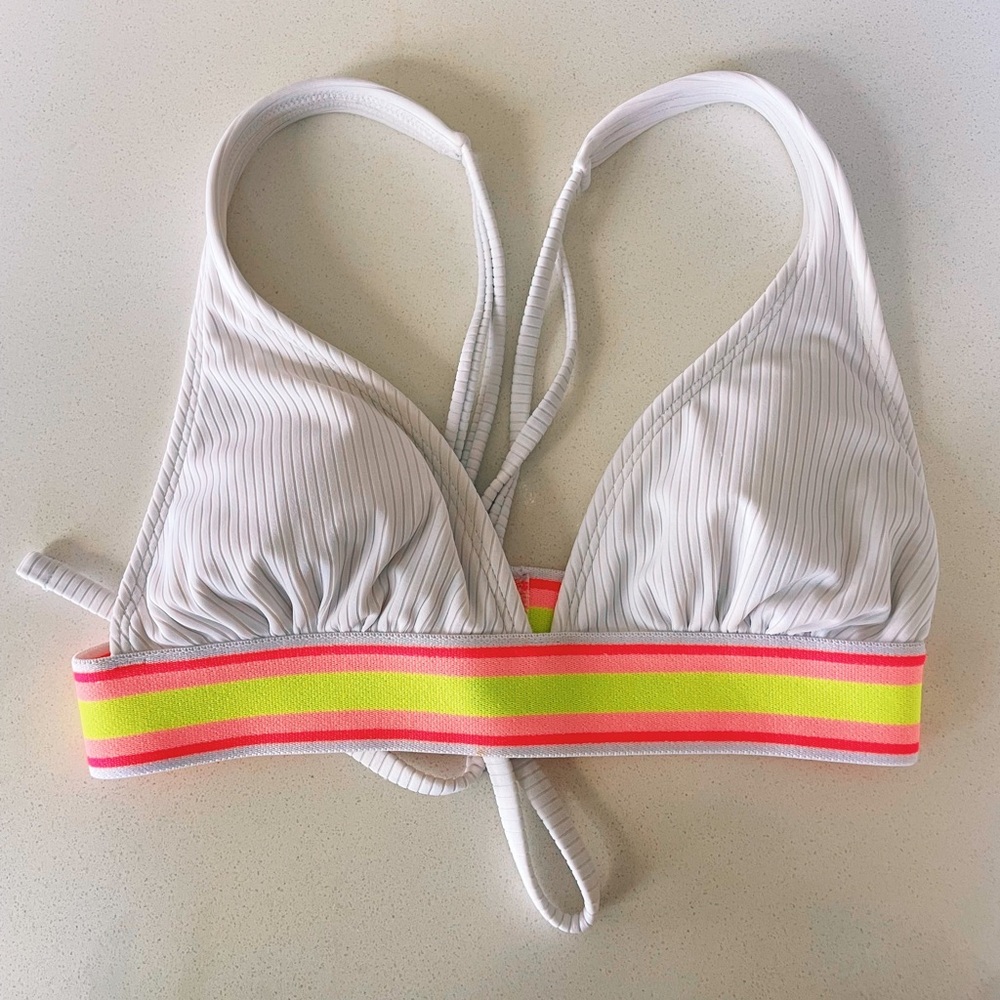 Retro Sport White Bikini Top